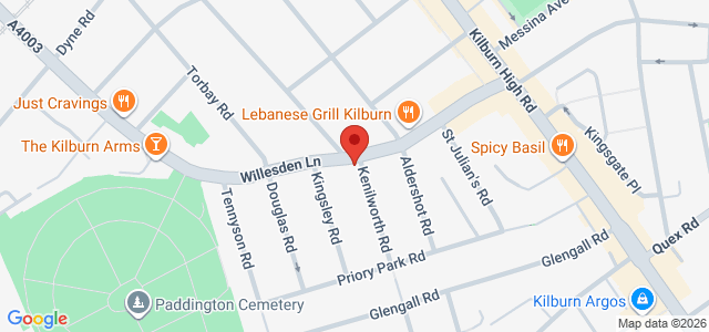 Map showing Casa Bella Pizza in London
